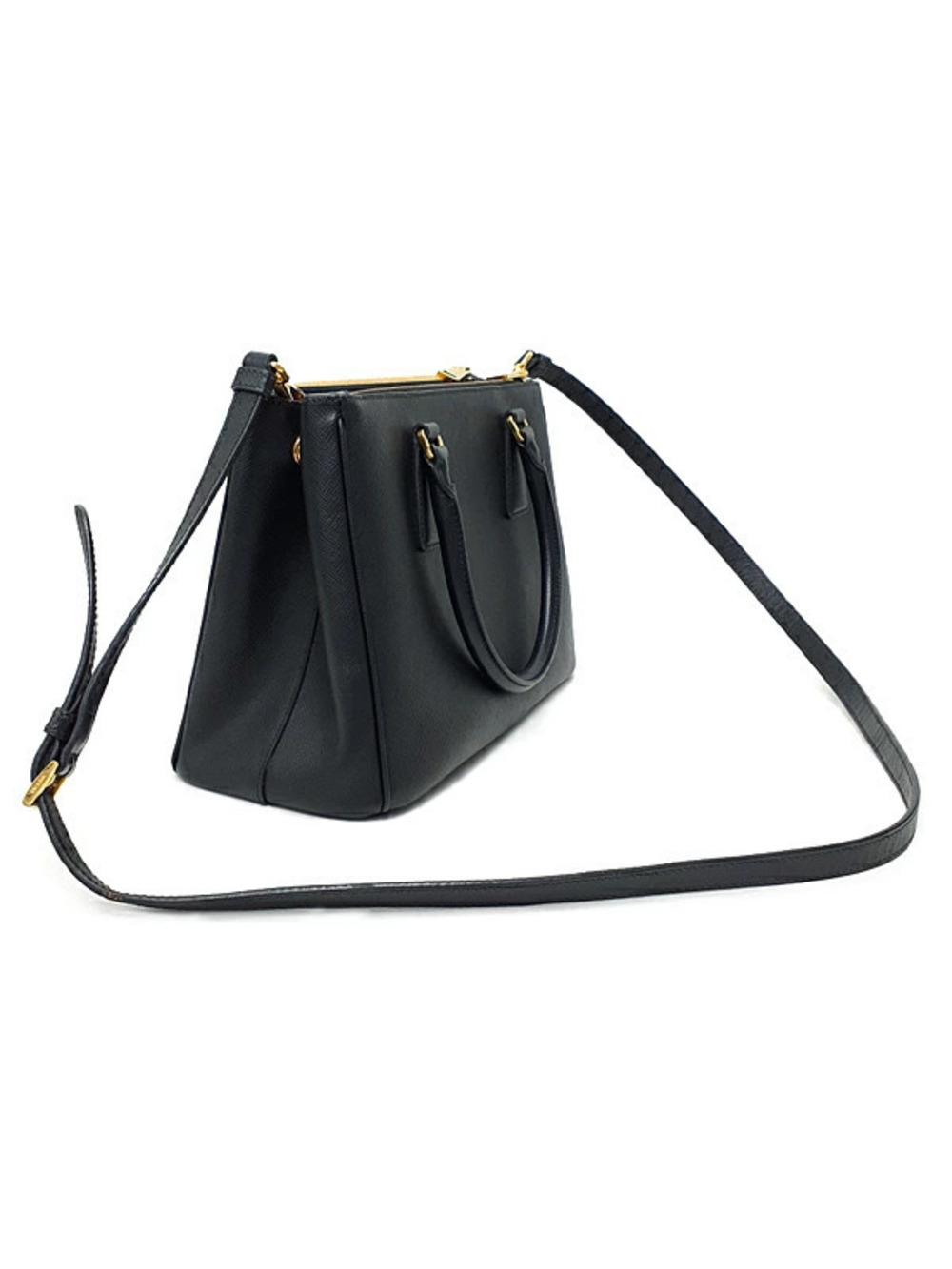 Prada Saffiano Bag Galleria Shoulder Leather Black